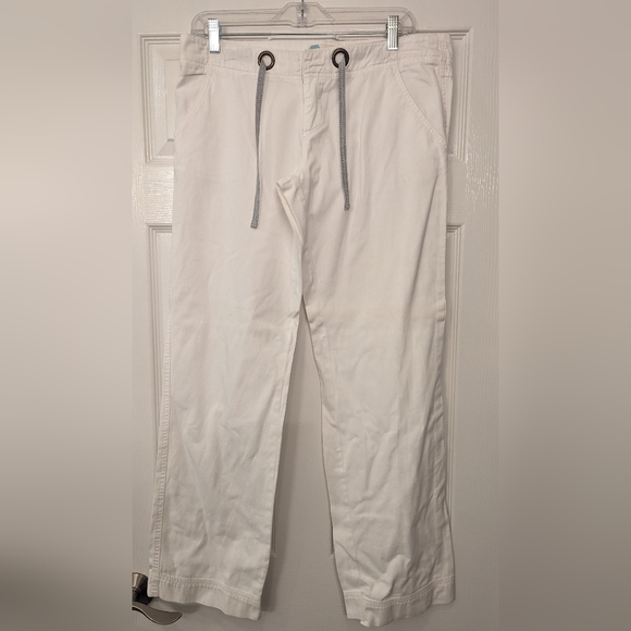 Roxy Women's white high rise wide straight leg cotton pants throuser size 7 - Picture 6 of 9